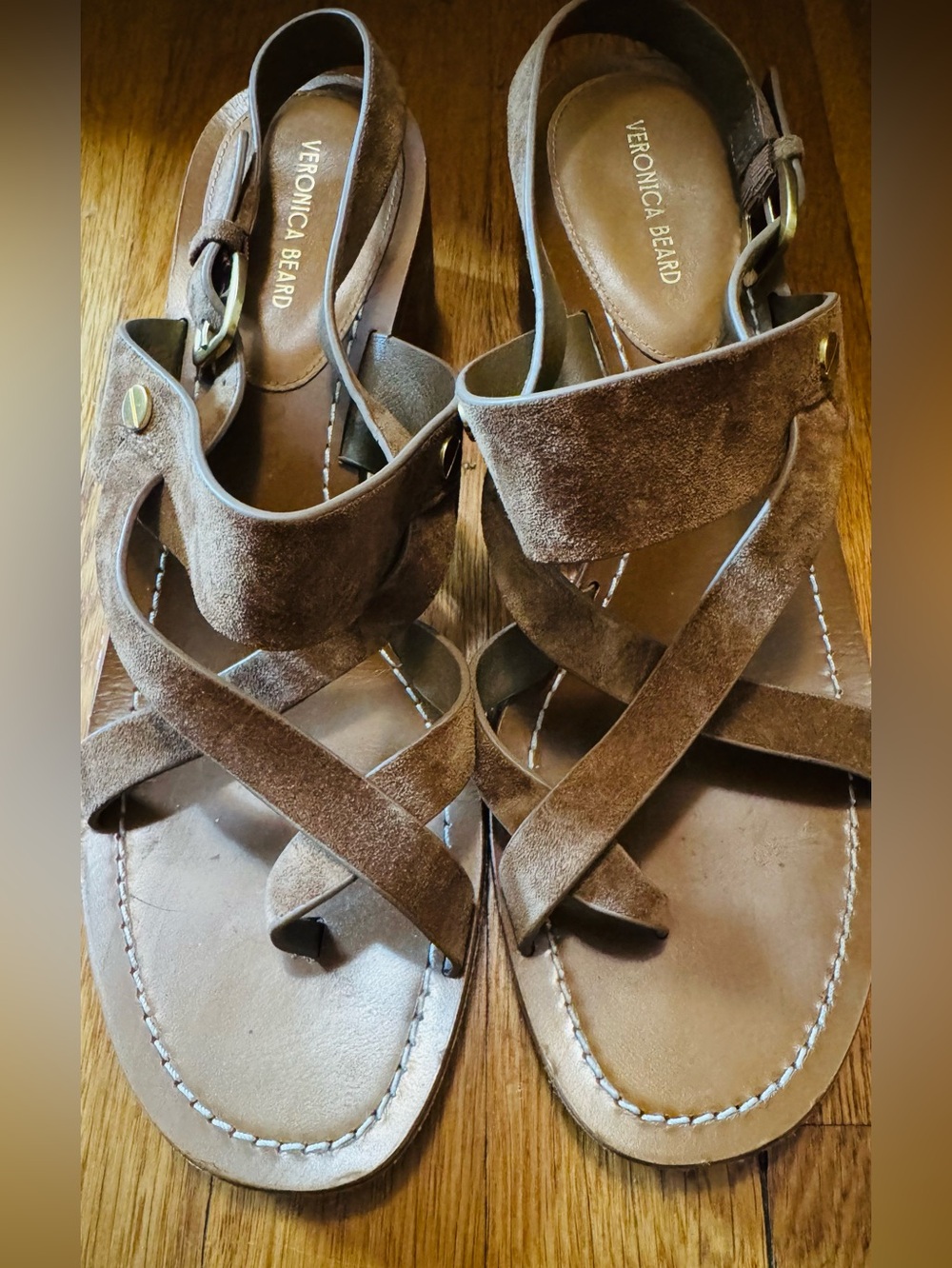 Veronica Beard Suede Strappy Block Heel Sandals